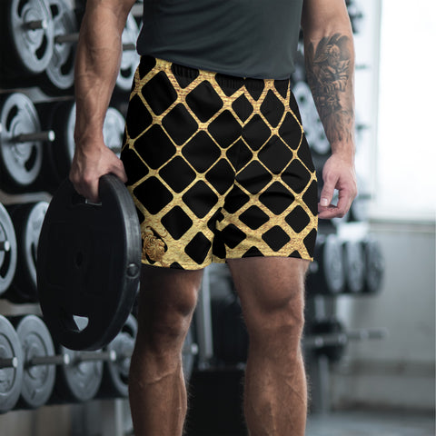 Royal Entourage Black And Gold Men's Athletic Long Shorts